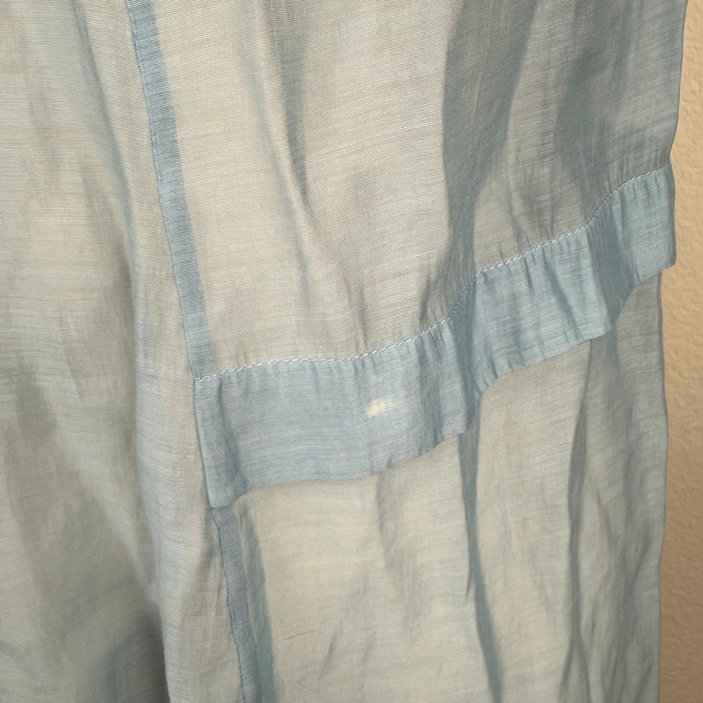 BCBGMAXAZRIA Light Blue Ruffle High Neck Sleeveless Sheer Tuxedo Top Size XS - Picture 5 of 10